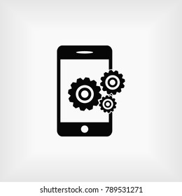Phone icon with settings, Vector EPS 10 illustration style