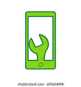 Phone icon with settings. Vector. Lemon scribble icon on white background. Isolated