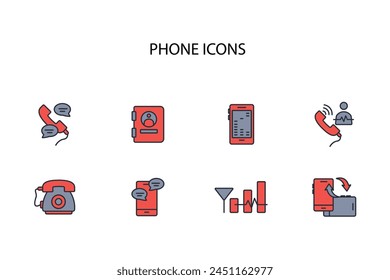 Phone icon set.vector.Editable stroke.linear style sign for use web design,logo.Symbol illustration.