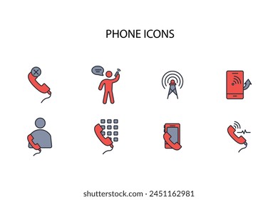 Icono de teléfono set.Vector.Trazo editable.signo de estilo lineal para el uso Diseño web,logo.Ilustración de símbolo.