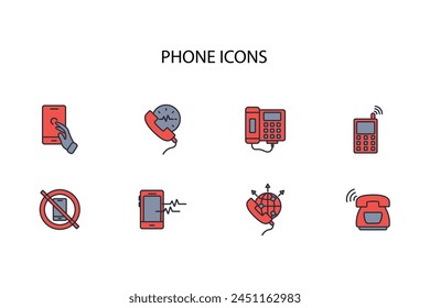 Icono de teléfono set.Vector.Trazo editable.signo de estilo lineal para el uso Diseño web,logo.Ilustración de símbolo.