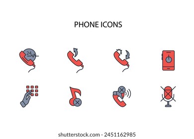 Phone icon set.vector.Editable stroke.linear style sign for use web design,logo.Symbol illustration.