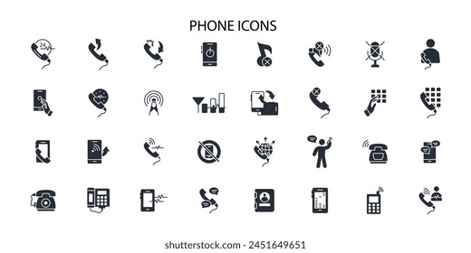 Phone icon set.vector.Editable stroke.linear style sign for use web design,logo.Symbol illustration.