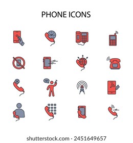 Phone-Symbolsatz.Vektorgrafik.Editable stroke.linear style sign für die Verwendung Webdesign,logo.Symbol Illustration.