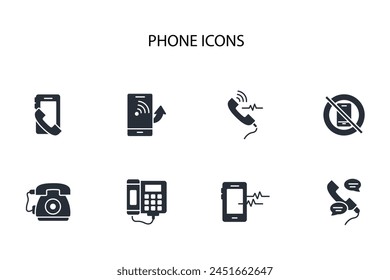 Phone icon set.vector.Editable stroke.linear style sign for use web design,logo.Symbol illustration.