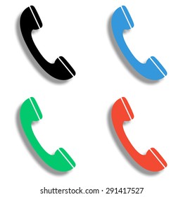 phone icon with shadow - colored vector set