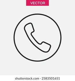 Phone icon, sign. Handset linear illustration for web and app..eps