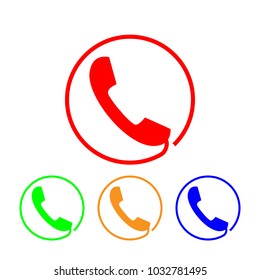 Phone icon, sign. Handset. Vector illustration. Flat design. Colorful set on white background.