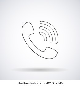 Phone icon silhouette on background with shadow,  stylish vector illustration