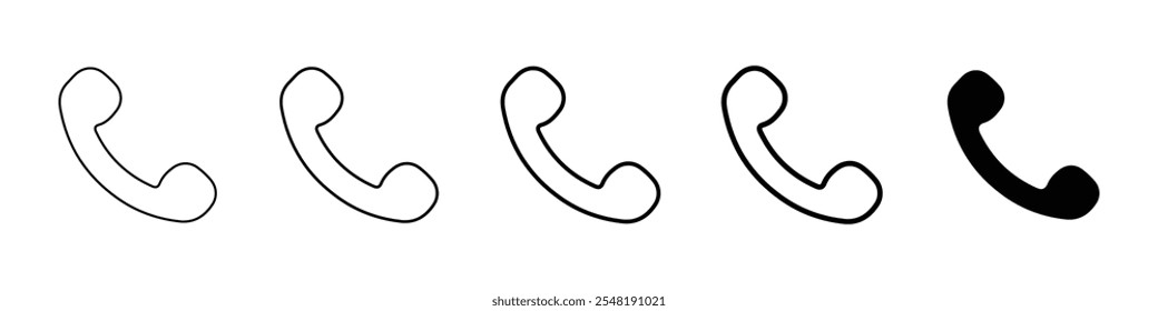 Icono de teléfono Conjunto de logotipo de línea delgada simple