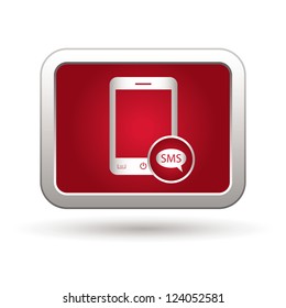 Phone icon with sms menu. Vector illustration