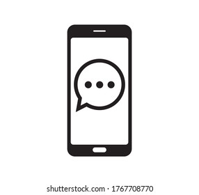 Phone Icon with Speech Bubble Symbol, Vector Design