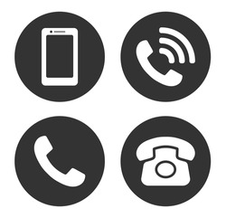 Zestaw Symboli Ikon Telefonu. Smartfon, Stary Telefon Logo Logo Kolekcja Kształtu. Obraz Ilustracji Wektorowej. Izolowany Na Białym Tle.