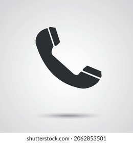 Phone icon. Telephone handle silhouette icon. Call, communication, mobile phone on gray ackground. Vector illustration. Eps 10 vector file.