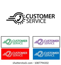 Phone icon with text "Customer Service". Flat designs.