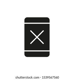 phone icon that rejects or prohibits with a cross, vector illustration, simple icon on white background, editable stroke