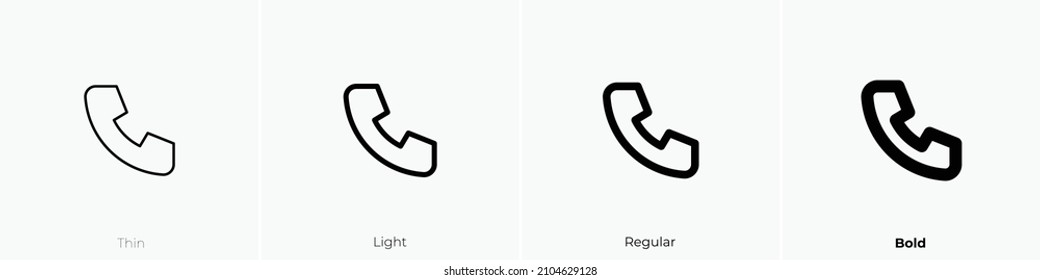 phone icon. Thin, Light Regular And Bold style design isolated on white background