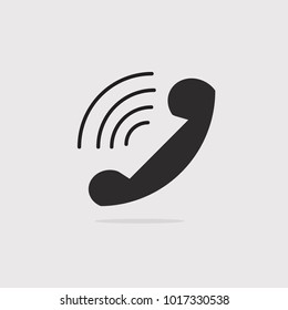 Phone icon in trendy flat style isolated on grey background. Handset icon with waves. Telephone symbol for your design, logo, UI. Vector illustration, EPS10.