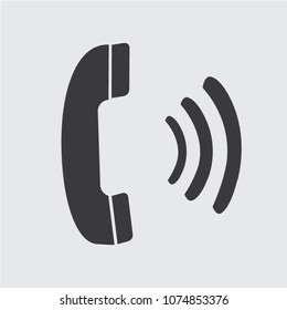 Phone icon in trendy flat style isolated on grey background. Handset icon with waves. Telephone symbol for your design, logo, UI. Vector illustration, EPS10.