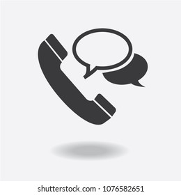 Phone icon in trendy flat style isolated on grey background. Handset icon with waves. Telephone symbol for your design, logo, UI. Vector illustration, EPS10.