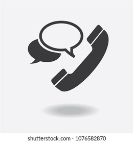 Phone icon in trendy flat style isolated on grey background. Handset icon with waves. Telephone symbol for your design, logo, UI. Vector illustration, EPS10.