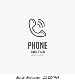 Phone icon in trendy flat style isolated on grey background. Handset icon with waves. Telephone symbol for your design, logo, UI. Vector illustration, EPS10. - Vector