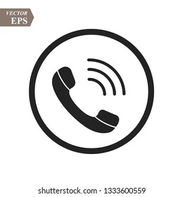 Phone icon in trendy flat style isolated on grey background. Handset icon with waves. Telephone symbol for your design, logo, UI. Vector illustration, EPS 10.