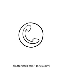 Phone icon in trendy flat style isolated on white background. Telephone symbol. with hand drawn doodle style isolated on white Vector illustration.