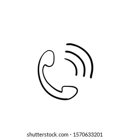 Phone icon in trendy flat style isolated on white background. Telephone symbol. with hand drawn doodle style isolated on white Vector illustration.