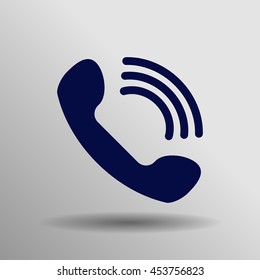 Phone icon in trendy flat style isolated on grey background. Handset icon with waves. Telephone symbol for your design, logo, UI. Vector illustration, EPS10.