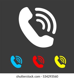 Phone icon in trendy flat style isolated on grey background. Handset icon with waves. Telephone symbol for your design, logo, UI. Vector illustration, EPS10.