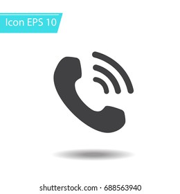 Phone icon in trendy flat style isolated on grey Handset icon with waves. Telephone symbol for your design, logo, UI. Vector illustration, EPS10.