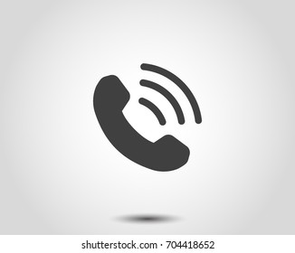 Phone Icon In Trendy Flat Style Isolated On Grey Background. Handset Icon With Waves. Telephone Symbol For Your Design, Logo, Ui. Vector Illustration, Eps10.
