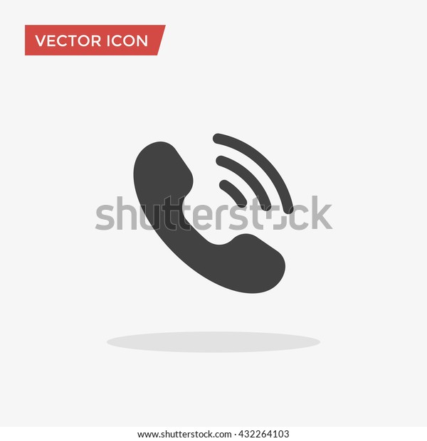 グレイの背景にトレンディなフラットスタイルの電話アイコン 波とハンドセットアイコン ウェブサイトのデザイン ロゴ アプリ Uiの電話記号 ベクター イラスト Eps10 のベクター画像素材 ロイヤリティフリー