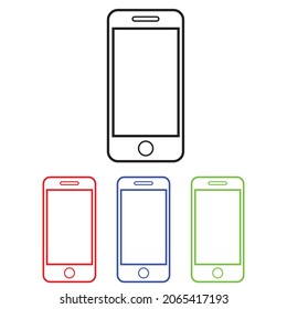 Phone icon vector. Black red blue and green Call icon vector. mobile phone smartphone device gadget. telephone icon free vector image