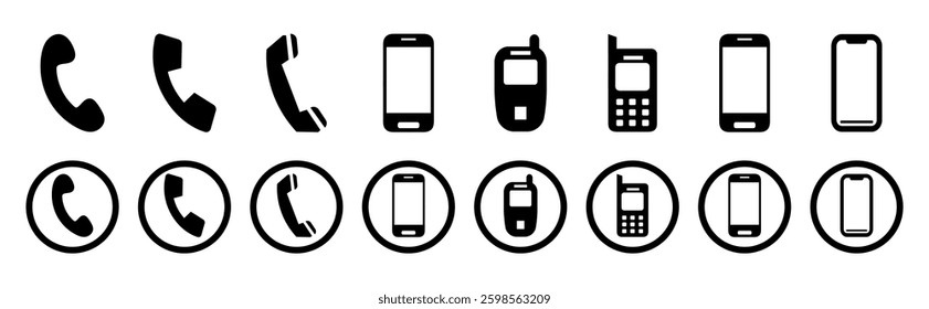 Phone icon vector. Call icon vector. Ringing phone icon set. Telephone call sign. Smartphone ringing symbol. Vector illustration EPS 10.