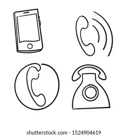 Phone icon vector with cartoon hand drawing style