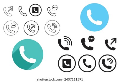 Telefonsymbol, Vektorgrafik. Sammlung von Vektorsymbol auf weißem Hintergrund. Telefonsymbol einzeln. Rufzeichen, Vektorgrafik