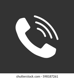 Phone icon vector, contact, support service sign isolated on black background. Telephone, communication icon in flat style.