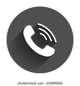 Phone icon vector, contact, support service sign. Telephone, communication icon in flat style with long shadow.