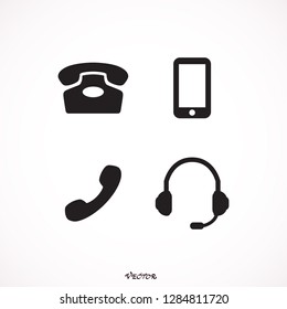 Phone, Icon,   Vector,  Flat,  Sign,  App,  UI,  Art, Contact icons - stock vector, 