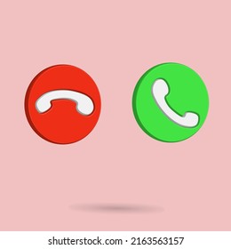 Phone icon vector for green accept and red reject call for button in image decoration