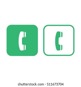 Phone icon vector. Green and white