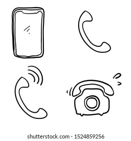 phone icon vector with handdrawn doodle style vector