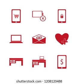 phone icon. phone vector icons set laptop, desk, laptop desk and mail