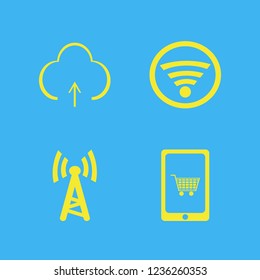 phone icon. phone vector icons set upload, mobile shopping and wi fi