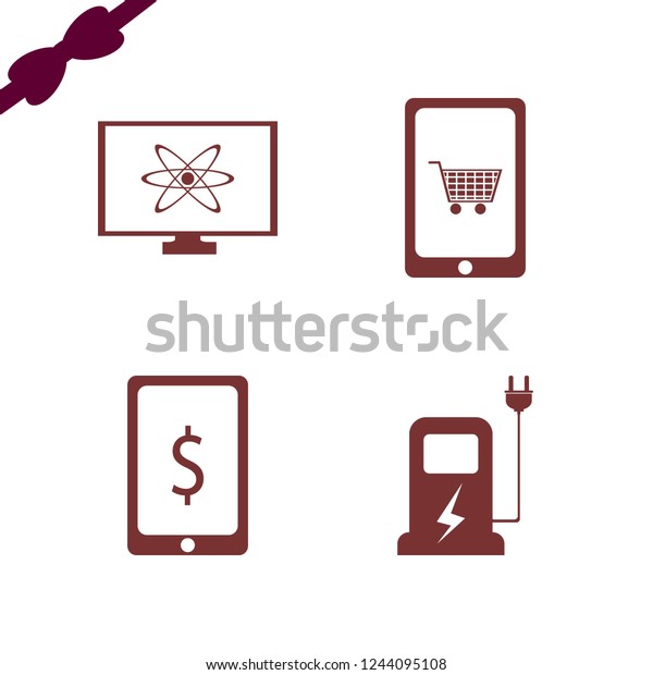 phone icon. phone vector\
icons set car charger, mobile shopping, atom monitor and dollar\
symbol phone