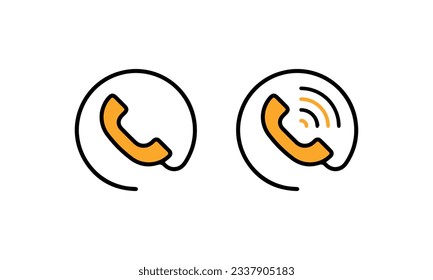 phone icon vector illustration, vector Phone icon, black and yellow phone icon