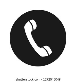 Phone icon vector illustration design isolated on flat black round button