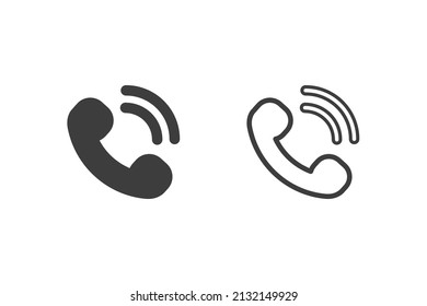 Icono de teléfono ilustraciones vectoriales estilo glifo diseño con 2 iconos de estilo negro y blanco. Aislado sobre fondo blanco.